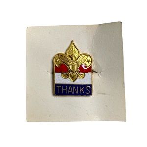 Vintage Boy Scouts USA Red White Blue Stripe Thanks Enamel Lapel Pin